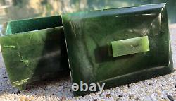 RARE NZ Jade Maori Greenstone Pounamu Nephrite Jewellery Box + Hei Tiki Pendant