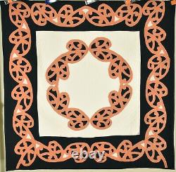 RARE Vintage New Zealand Art Quilt Traditional Maori Applique Design