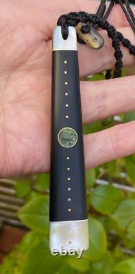 RECYCLED EBONY SOUTH SEA PEARL NZ GREENSTONE JADE 18k GOLD MAORI HEI TOKI ADZE