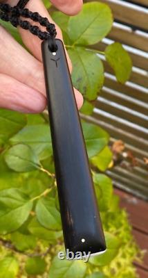 RECYCLED EBONY SOUTH SEA PEARL NZ GREENSTONE JADE 18k GOLD MAORI HEI TOKI ADZE