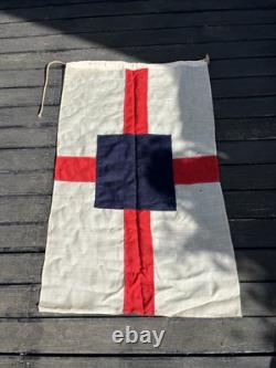 Rare Antique Linen House Flag Federal Steam Co New Zealand Shipping P&o Vintage