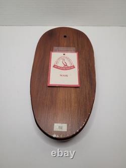 Rare Maori Mask Parata Hand Carved New Zealand Wood Shell Eyes