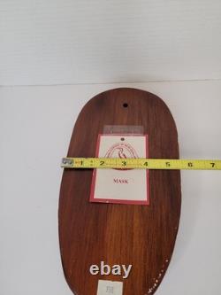 Rare Maori Mask Parata Hand Carved New Zealand Wood Shell Eyes