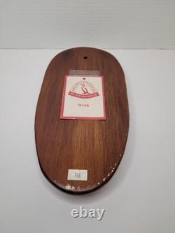 Rare Maori Mask Parata Hand Carved New Zealand Wood Shell Eyes