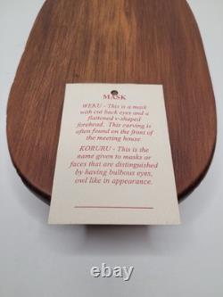 Rare Maori Mask Parata Hand Carved New Zealand Wood Shell Eyes