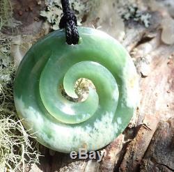 Rare New Zealand Greenstone Pounamu Nephrite Flower Jade Maori Spiral Koru