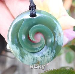Rare New Zealand Greenstone Pounamu Nephrite Flower Jade Maori Spiral Koru
