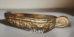 Rare New Zealand Maori Carved Oval Wooden Kumete Bowl 16.75 Long