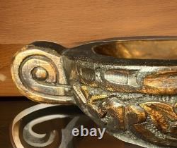 Rare New Zealand Maori Carved Oval Wooden Kumete Bowl 16.75 Long
