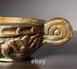 Rare New Zealand Maori Carved Oval Wooden Kumete Bowl 16.75 Long