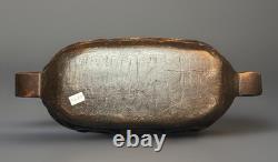 Rare New Zealand Maori Carved Oval Wooden Kumete Bowl 16.75 Long