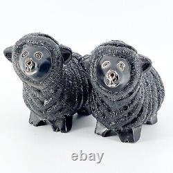 Rare Retired Pair Artesania Rinconada New Zealand Black Sheep Uruguay Figurines