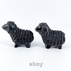 Rare Retired Pair Artesania Rinconada New Zealand Black Sheep Uruguay Figurines