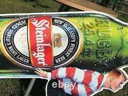 Rare Vintage Steinlager Beer Rugby Player Tin Beer Sign New Zealand's Finest Bee