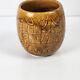 Rare Vtg Air New Zealand Brown Tiki Cup Pottery Crown Lynn First Class Beaker