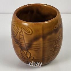 Rare Vtg Air New Zealand Brown Tiki Cup Pottery Crown Lynn First Class Beaker