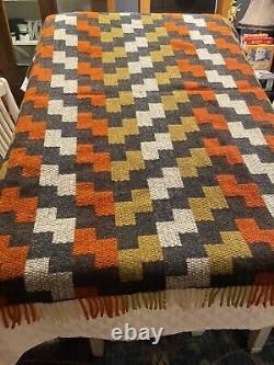 Rare Vtg Te Ariki Wool Maori Travel Rug Onehunga Woollen Mills New Zealand