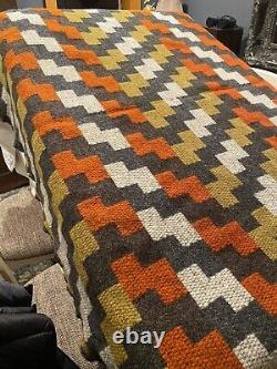 Rare Vtg Te Ariki Wool Maori Travel Rug Onehunga Woollen Mills New Zealand