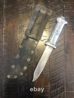 Rare WW2 Australia & New Zealand Fighting Knife Aluminum Grip & Scabbard