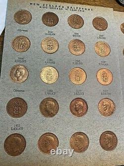 Remarkable New Zealand Half Penny Collection With Rainbow Toned Key Dates CHN