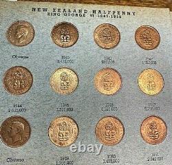 Remarkable New Zealand Half Penny Collection With Rainbow Toned Key Dates CHN