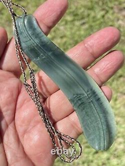 Richard Anderson Arahura CHATOYANT INANGA Pounamu NZ Nephrite Jade CURVED LEAF