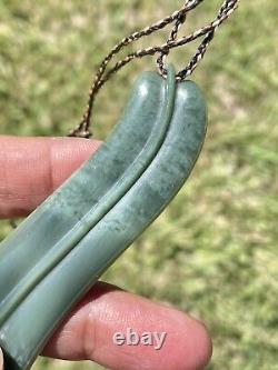 Richard Anderson Arahura CHATOYANT INANGA Pounamu NZ Nephrite Jade CURVED LEAF