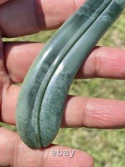 Richard Anderson Arahura CHATOYANT INANGA Pounamu NZ Nephrite Jade CURVED LEAF