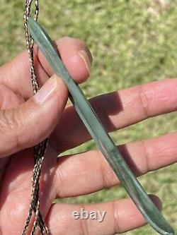 Richard Anderson Arahura CHATOYANT INANGA Pounamu NZ Nephrite Jade CURVED LEAF