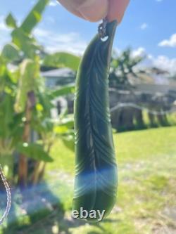 Richard Anderson Arahura CHATOYANT INANGA Pounamu New Zealand Nephrite Jade LEAF