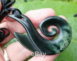 S Gardiner Nz Maori Arahura Greenstone Pounamu Nephrite Flower Jade Matau Hook