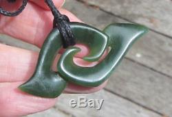 S Gardiner Nz Maori Greenstone Pounamu Nephrite Arahura Jade Double Koru Hook
