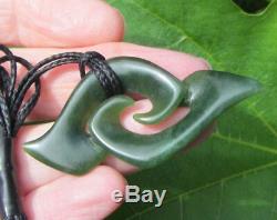 S Gardiner Nz Maori Greenstone Pounamu Nephrite Arahura Jade Double Koru Hook