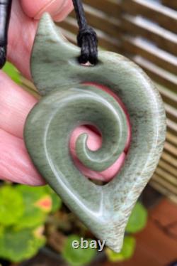 S Gardiner Nz Maori Kokopu Greenstone Pounamu Nephrite Jade Koru Matau Pendant