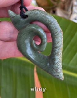 S Gardiner Nz Maori Kokopu Greenstone Pounamu Nephrite Jade Koru Matau Pendant