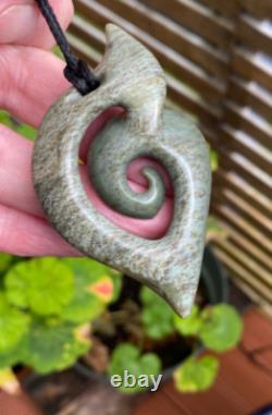 S Gardiner Nz Maori Kokopu Greenstone Pounamu Nephrite Jade Koru Matau Pendant