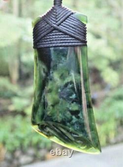 Scott Parker Nz Greenstone Pounamu Nephrite Flower Jade Maori Engraved Hei Toki