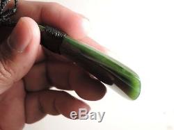 Shanes Greenstone Jade Pounamu Nephrite Maori Medium Broad TOKI MOTTLED MARSDEN