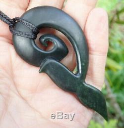 Shaun Gardiner Nz Maori Greenstone Pounamu Nephrite Jade 3 Koru Whale Tail Hook