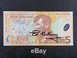 Sir Edmund Hillary Signed New Zealand 5 Dollar Note JSA & PSA NZ Five Auto Ed