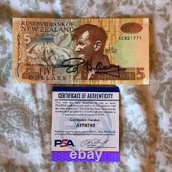 Sir Edmund Hillary Signed New Zealand 5 Dollar Note PSA/DNA Authenticated RARE