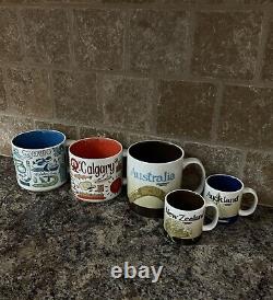 Starbucks Coffee Mug Collection (5)- Maui/Calgary/Auckland/New Zealand/Australia