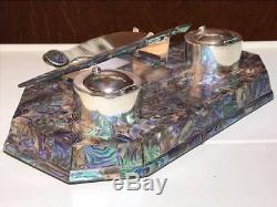 Sterling Silver and Paua Shell Inkwell, Pen, Letter, Opener Made in New Zealand