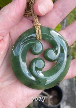 Stunning 2.5 Gem Nz Maori Kawakawa Pounamu Greenstone Jade Triple Koru