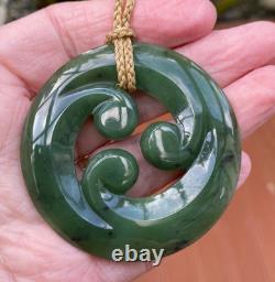 Stunning 2.5 Gem Nz Maori Kawakawa Pounamu Greenstone Jade Triple Koru
