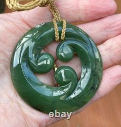 Stunning 2.5 Gem Nz Maori Kawakawa Pounamu Greenstone Jade Triple Koru