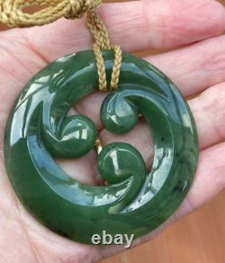 Stunning 2.5 Gem Nz Maori Kawakawa Pounamu Greenstone Jade Triple Koru