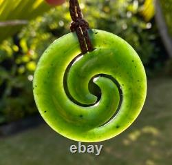 Superb Large Gem Nz Maori Kawakawa Pounamu Greenstone Jade Double Koru