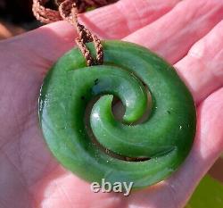 Superb Large Gem Nz Maori Kawakawa Pounamu Greenstone Jade Double Koru