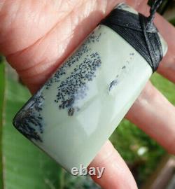 Superb Rare Nz Greenstone Pounamu Nephrite Dendritic Kokopu Jade Maori Hei Toki